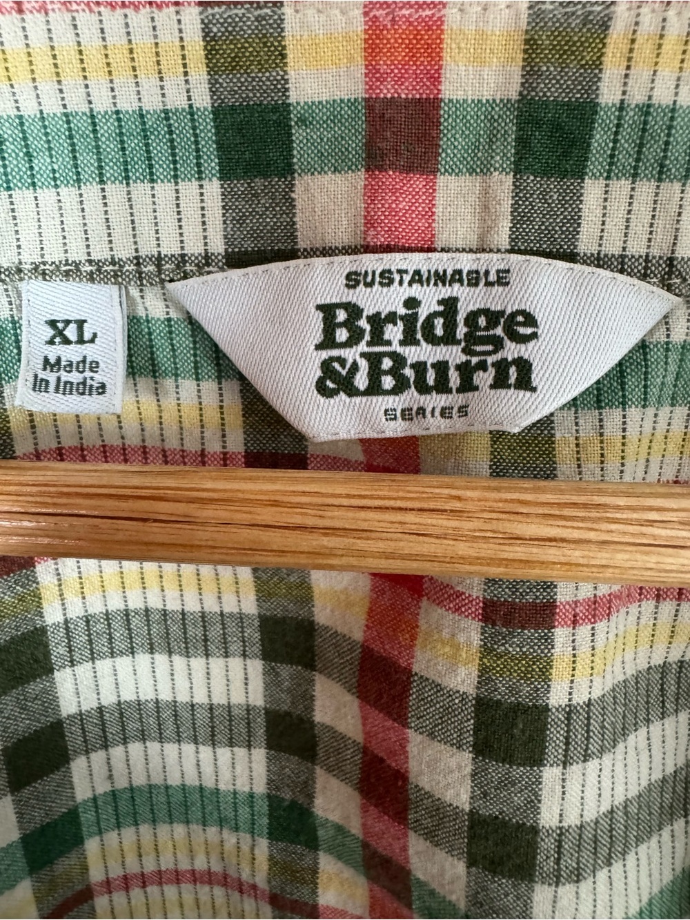 Women’s Plaid Button-Front Blouse in Green and Cream - Picture 5 of 6